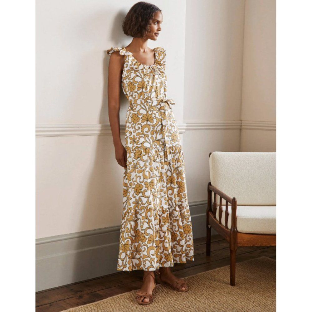 Boden Women's Maxi Dress in Gold and Cream